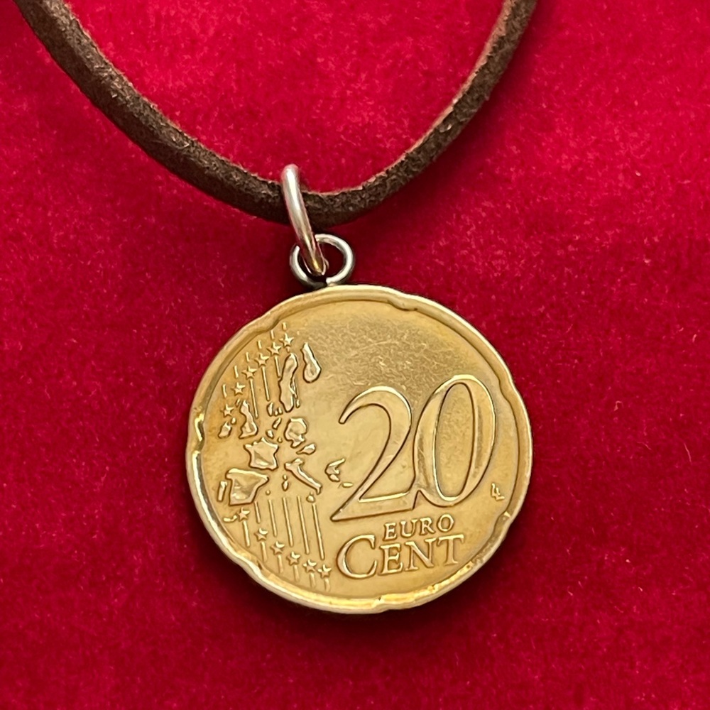 Golden Euro Coin Pendant Necklace